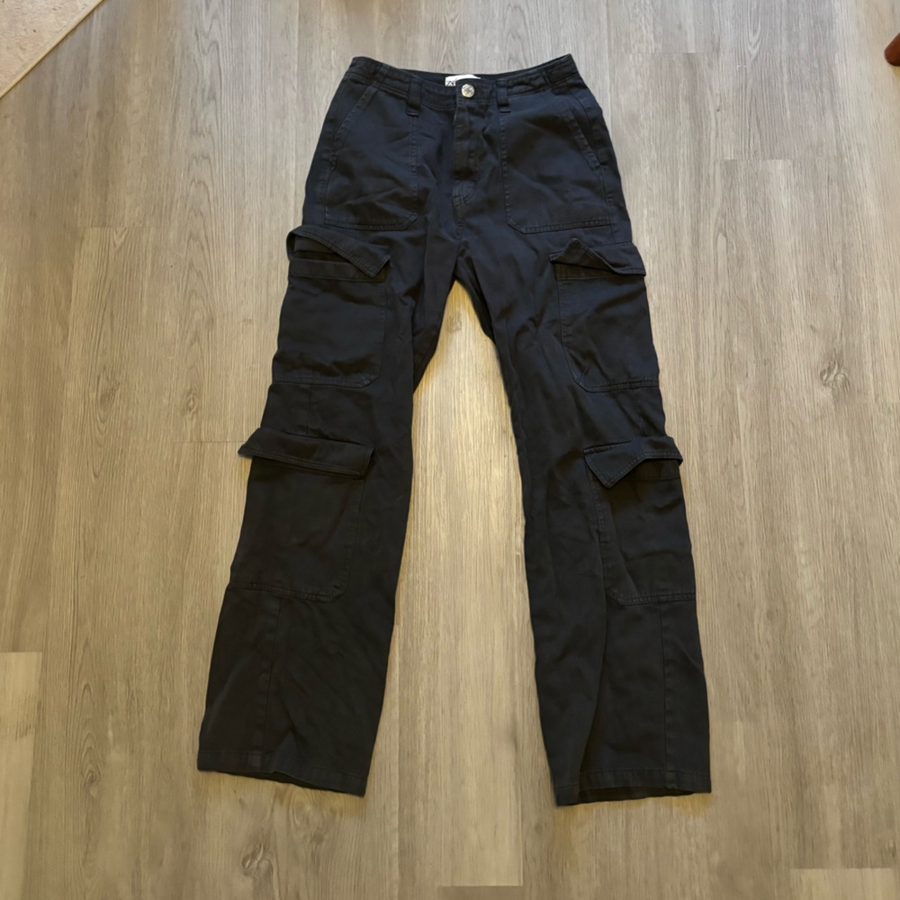 Dark Grey Zara Straight Leg Cargo Pants